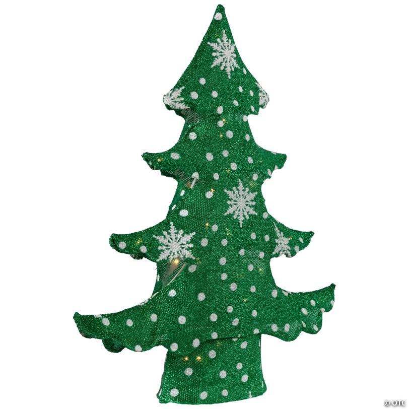 3D Lighted Christmas Tree Outdoor Decoration - 20" - Green and White - Clear Lights