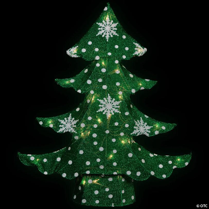 3D Lighted Christmas Tree Outdoor Decoration - 20" - Green and White - Clear Lights