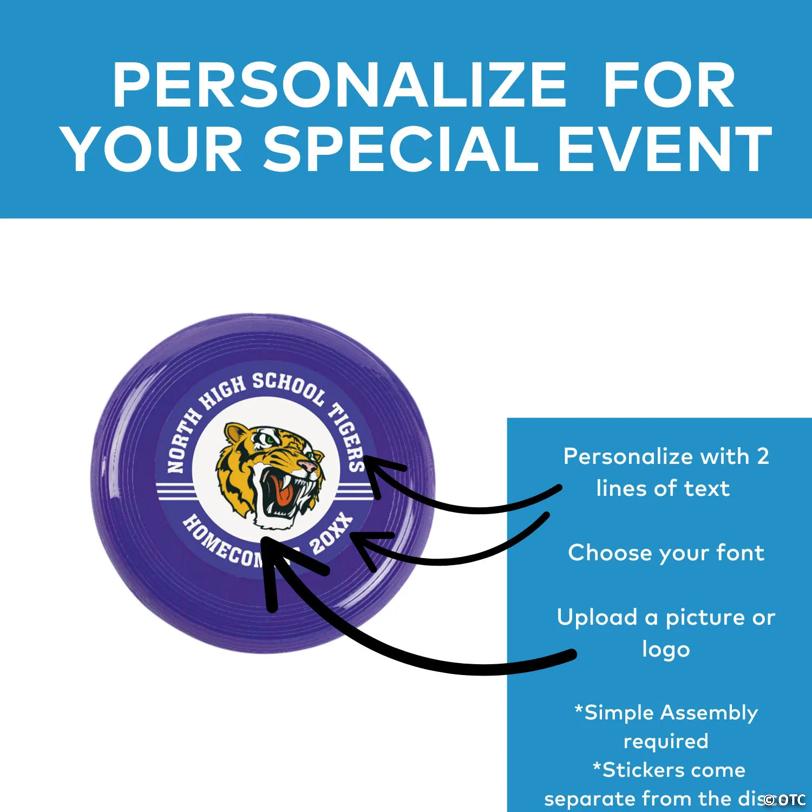 3 1/2" Bulk 72 Pc. Personalized Custom Photo Mini Purple Team Spirit Flying Discs