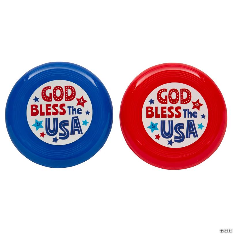 3 1/2" Bulk 72 Pc. Religious Patriotic God Bless the USA Mini Flying Discs