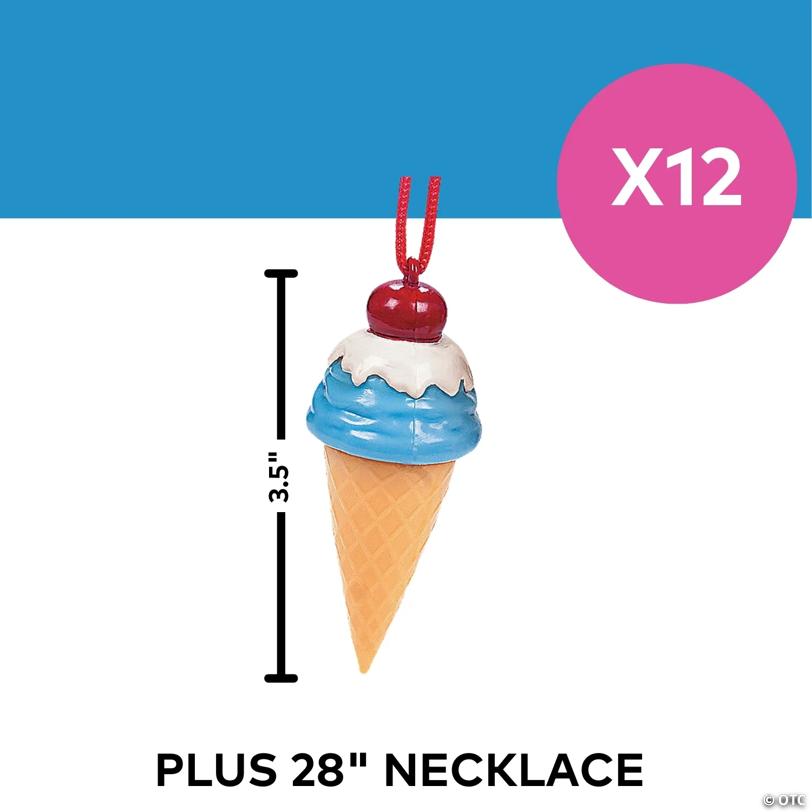 3 1/2" Ice Cream Cone-Shaped Bubble Bottle Necklaces - 12 Pc.