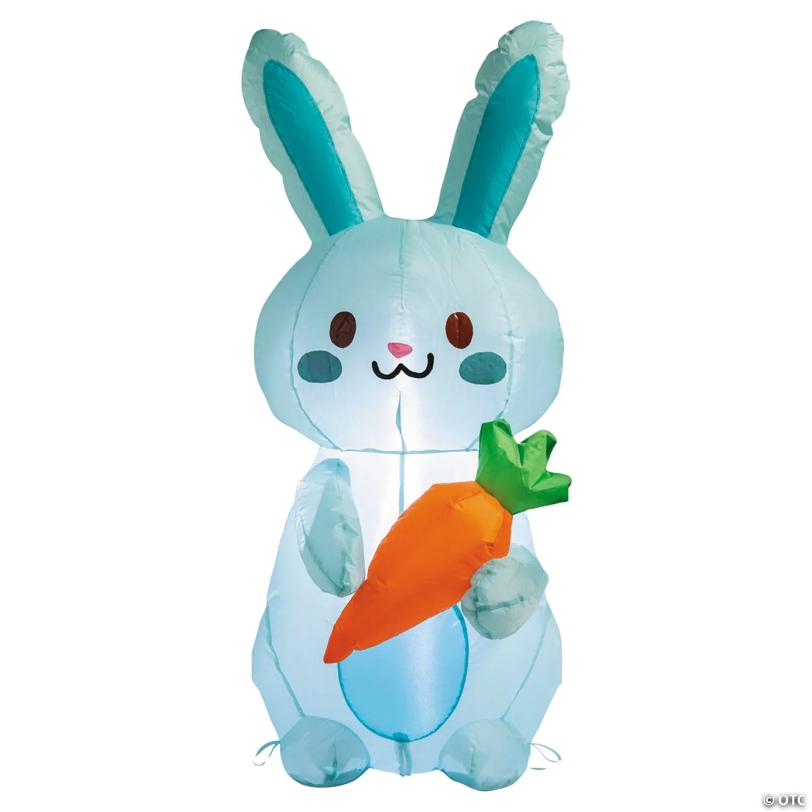 3 1/2 ft. Easter Whimsy Blue Bunny with Carrot Airblown Decoration