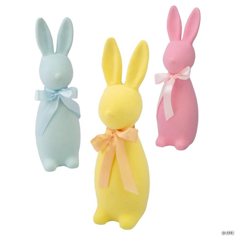 3 1/2" x 11 3/4" Flocked Easter Bunny Tabletop Decorations - 3 Pc.