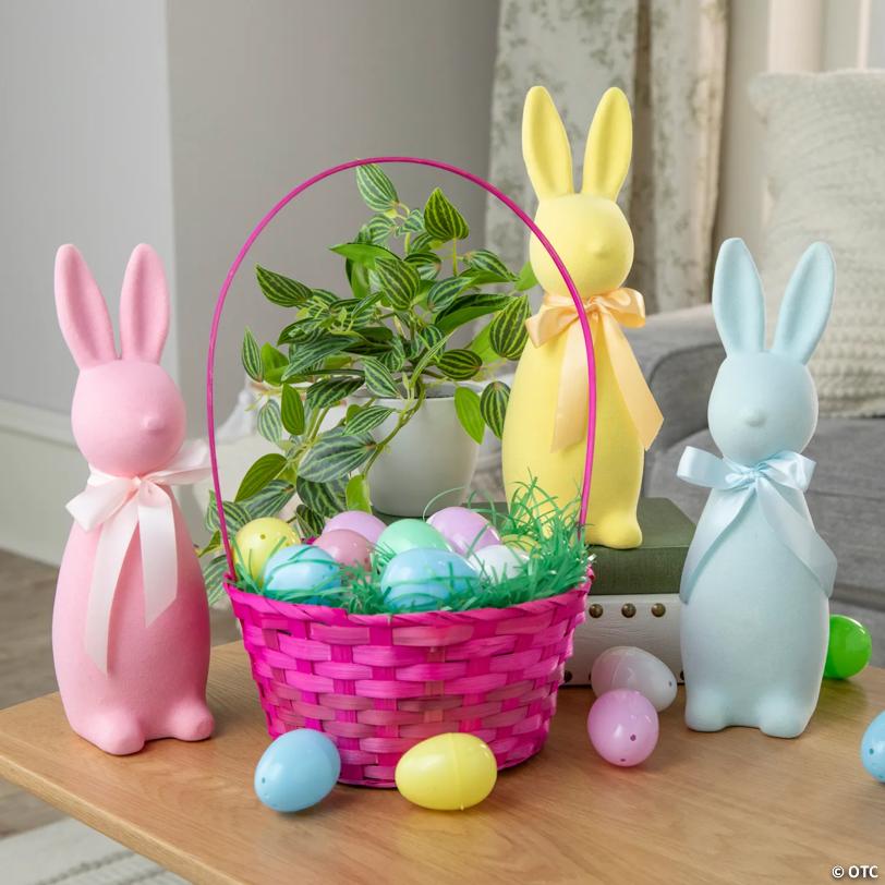 3 1/2" x 11 3/4" Flocked Easter Bunny Tabletop Decorations - 3 Pc.