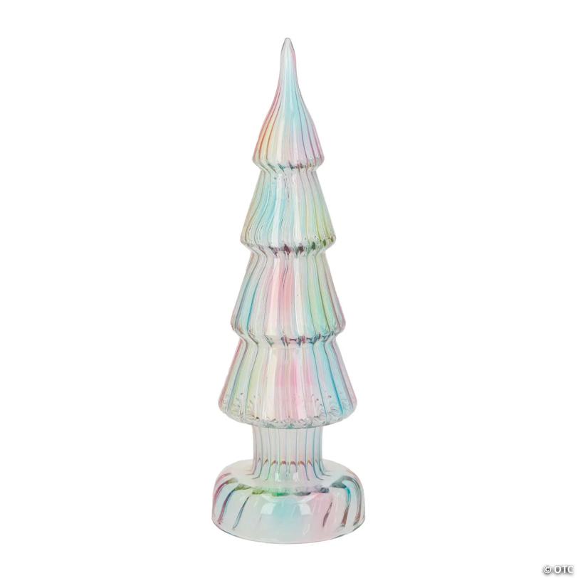 3 1/2" x 11" Iridescent Christmas Tree Glass Tabletop Centerpiece