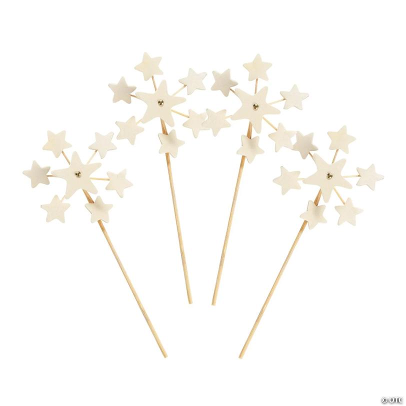 3 1/2" x 8 1/2" DIY Mini Wooden Star Pinwheels – 12 Pc.