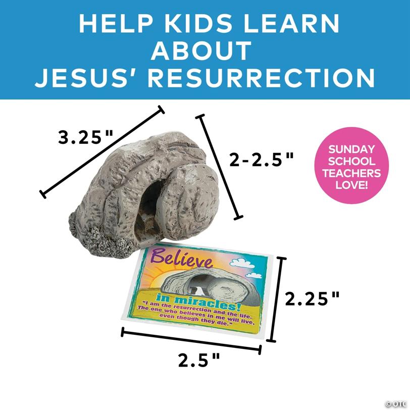 3 1/4" x 2 1/2" Mini Religious Easter Resin Tomb Handouts with Card for 12