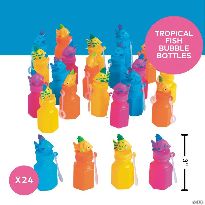 3" Bright Color Tropical Fish Bubble Bottles - 24 Pc.