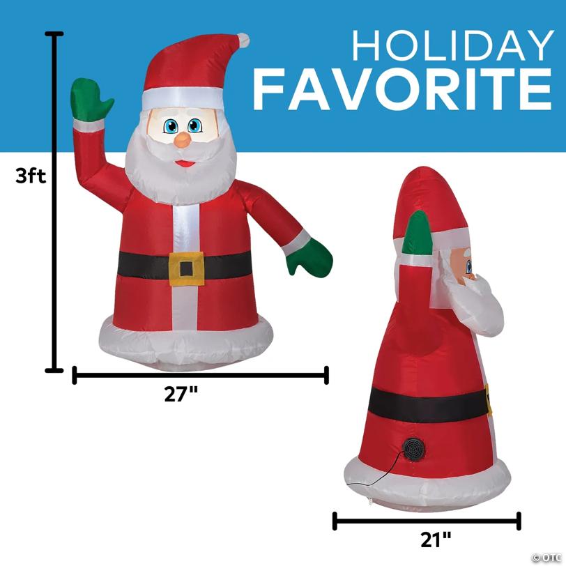 3 Ft. Airblown Inflatable Santa Claus Car Buddy with LED Lights Christmas Yard Decoration