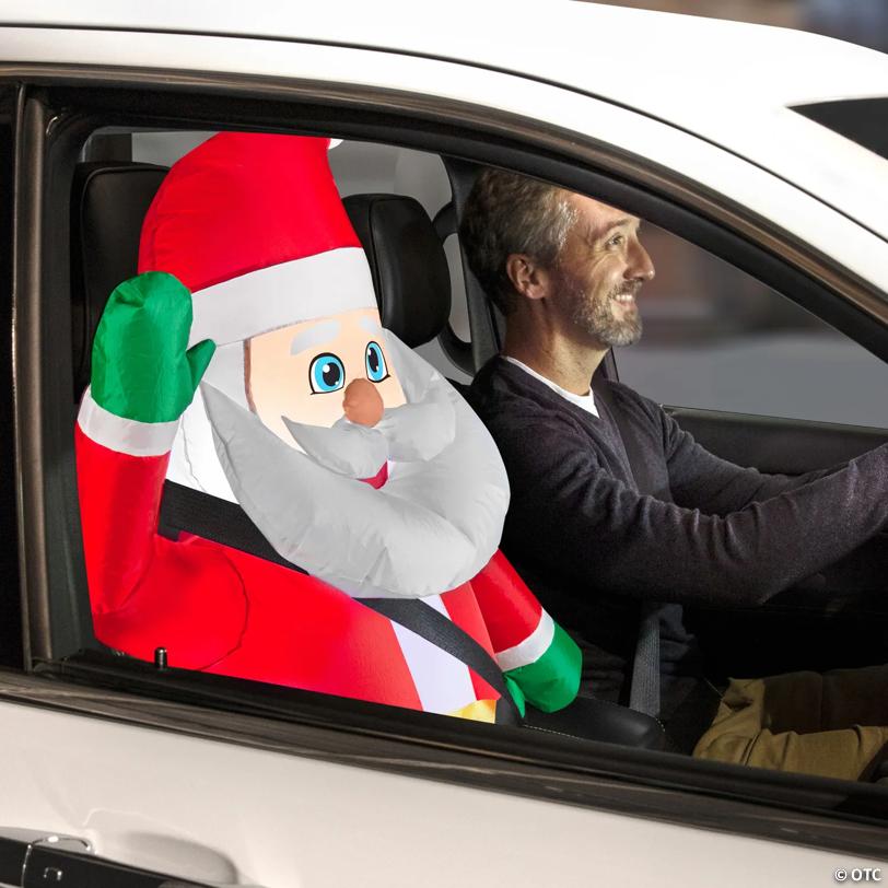 3 Ft. Airblown Inflatable Santa Claus Car Buddy with LED Lights Christmas Yard Decoration