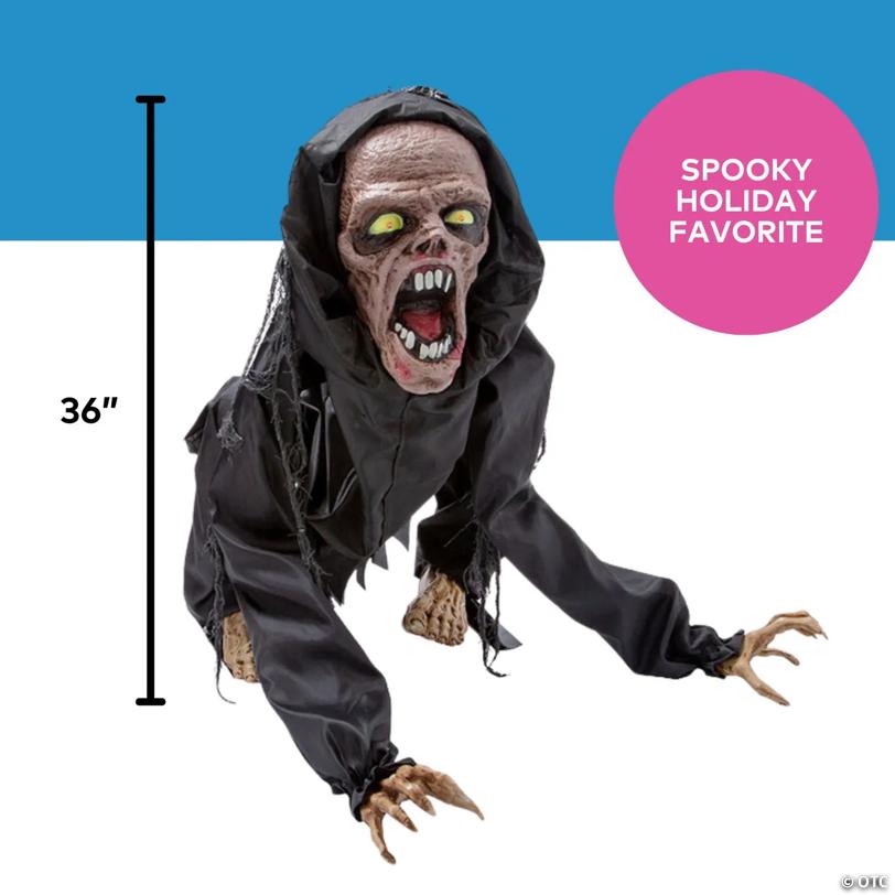 3 Ft. Animated Creepy Squatting Reaper Polyester Halloween Decoration