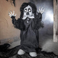 3 Ft. Black & White Scary Girl Animated Prop Standing Halloween Decoration