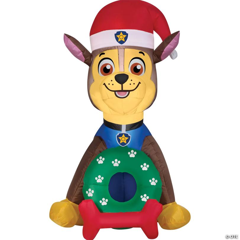 3 Ft. Blow-Up Inflatable PAW Patrol Chase Wearing Santa Hat with Built-In LED Lights Outdoor Yard Decoration