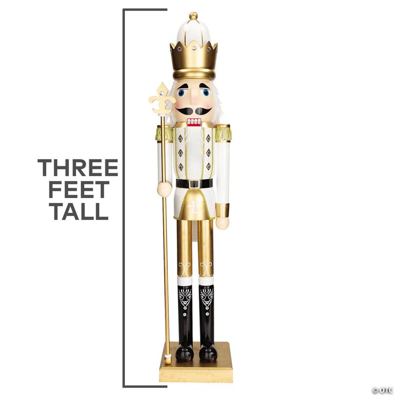 3 Ft. Large Classic Gold Wood Holiday Nutcracker with Scepter