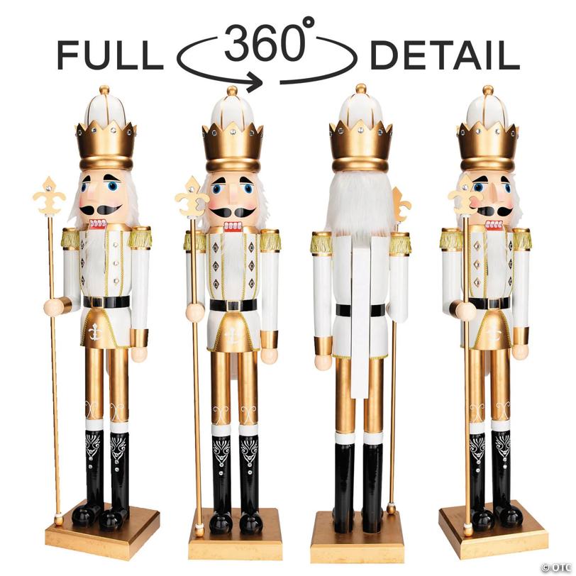 3 Ft. Large Classic Gold Wood Holiday Nutcracker with Scepter