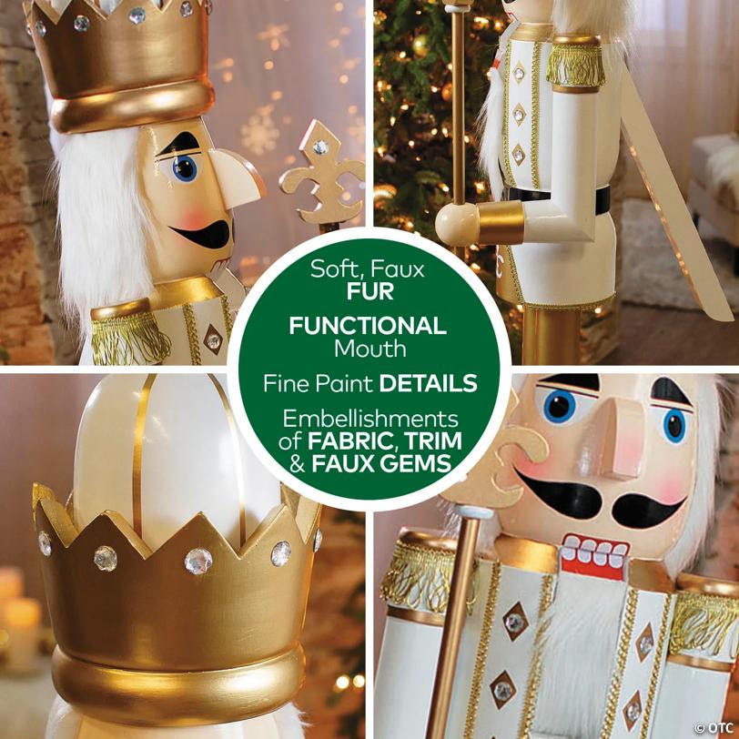 3 Ft. Large Classic Gold Wood Holiday Nutcracker with Scepter