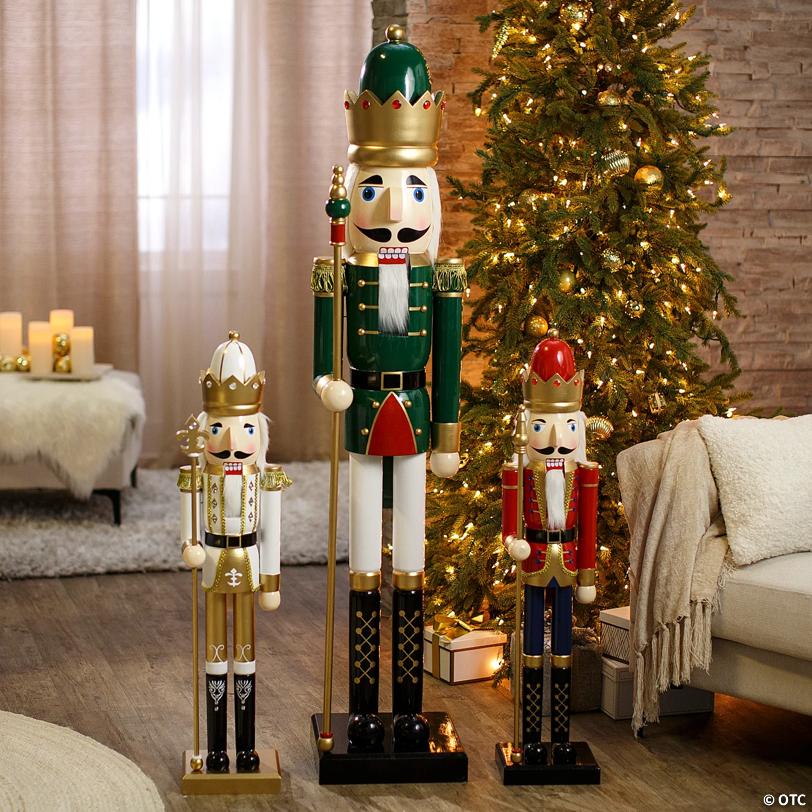3 Ft. Large Classic Gold Wood Holiday Nutcracker with Scepter