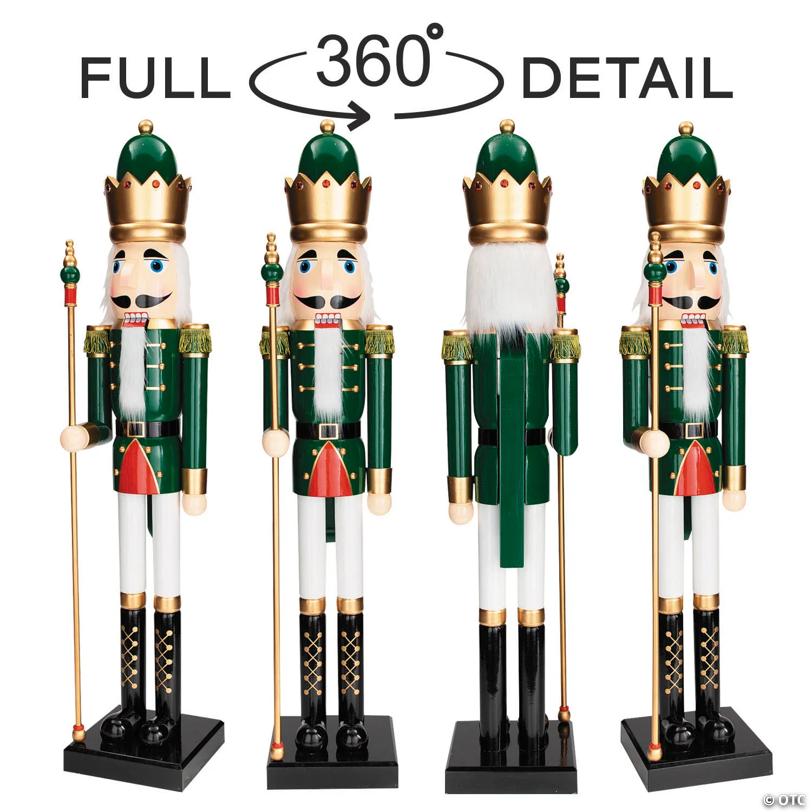 3 Ft. Large Classic Green Wood Holiday Nutcracker with Scepter