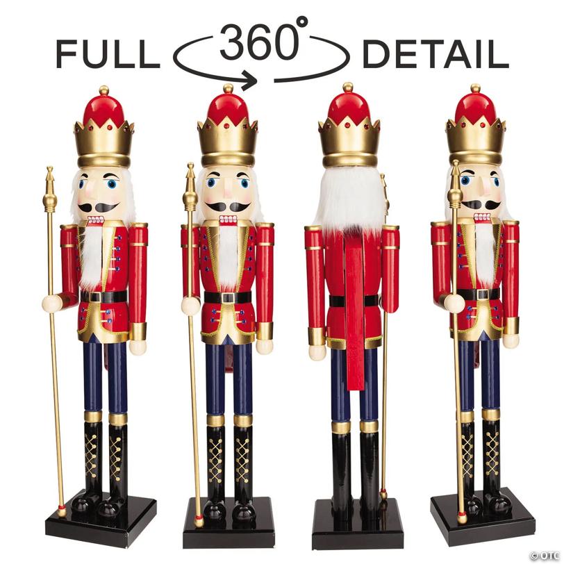 3 Ft. Large Classic Red Wood Holiday Nutcracker with Scepter