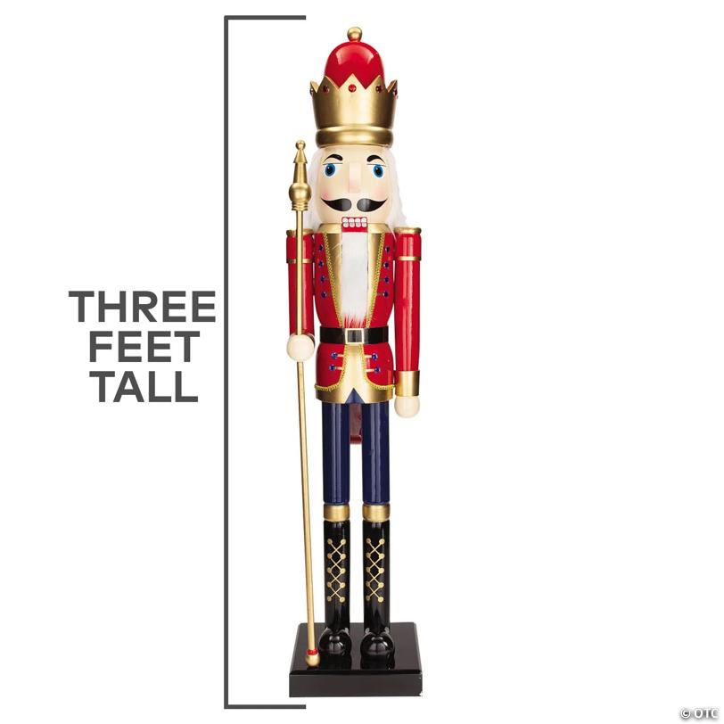 3 Ft. Large Classic Red Wood Holiday Nutcracker with Scepter