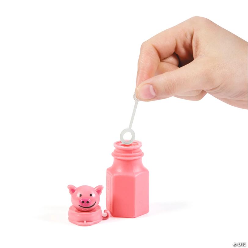 3" Mini Barnyard Cow, Horse, Pig & Sheep Plastic Bubble Bottles - 12 Pc.