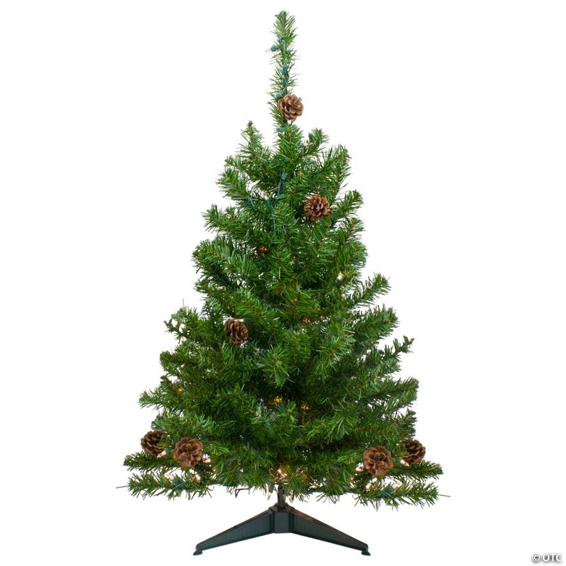 3' Pre-Lit Canadian Pine with Pine Cones Artificial Christmas Tree - Clear Lights
