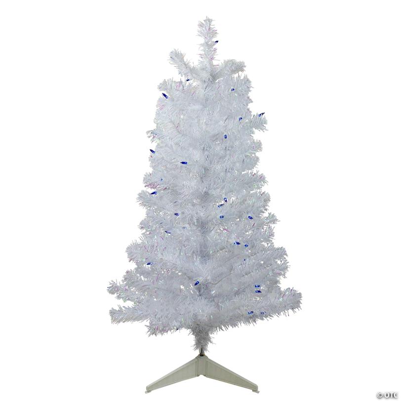 3' Pre-Lit White Medium Pine Artificial Christmas Tree - Blue Lights