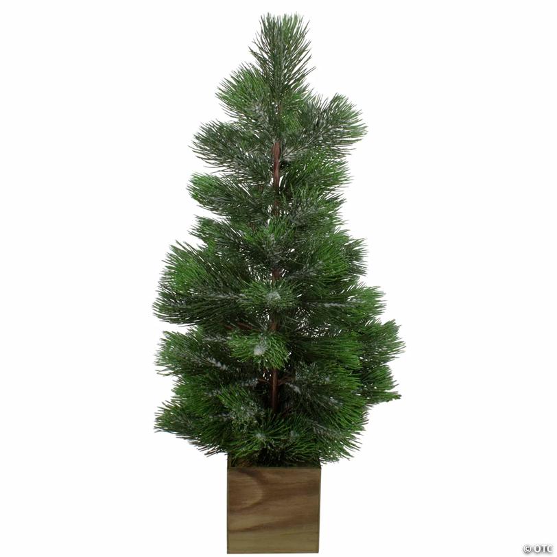 3' Snowy Pine Artificial Christmas Tree in Wooden Pot - Unlit