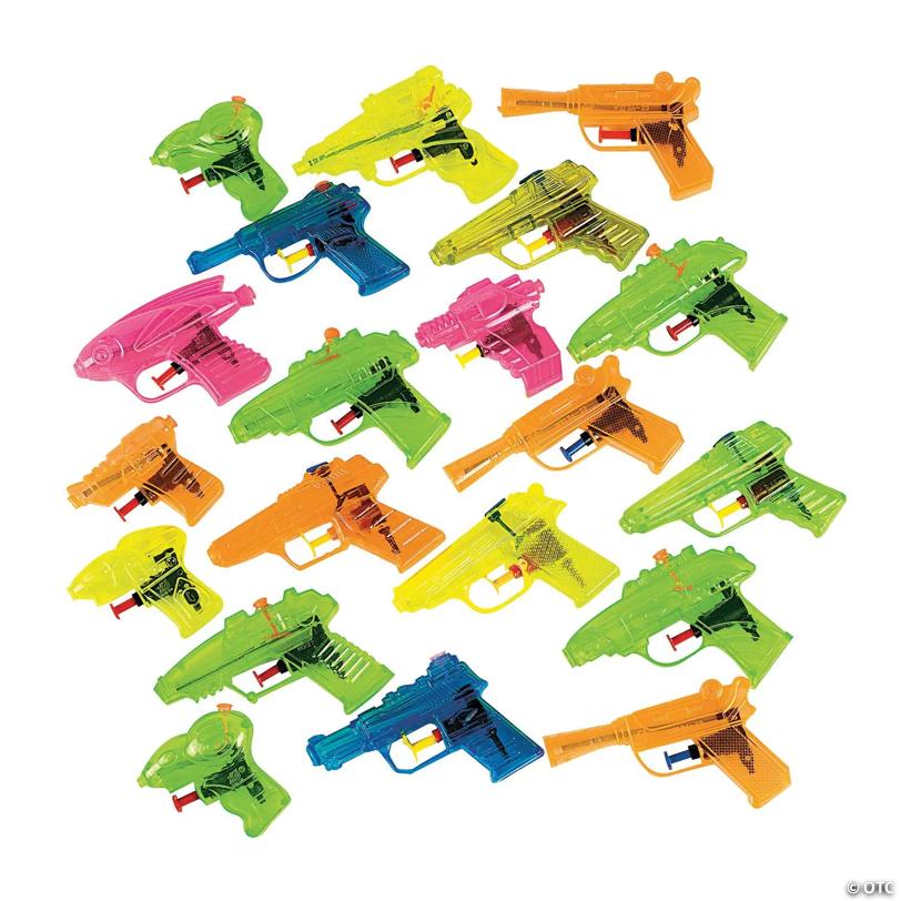 3" - 5 1/2" Red, Blue, Yellow, Green & Orange Squirt Gun Assortment - 25 Pc.