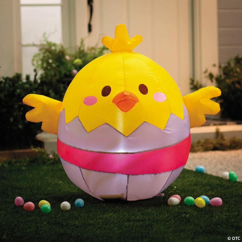 3 ft. Easter Whimsy Yellow Chick in Egg Airblown Decoration
