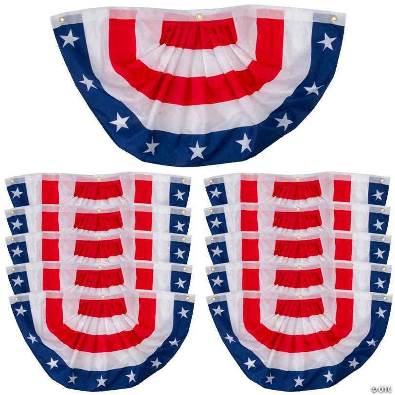 3 ft. x 1 1/2 ft. Bulk 10 Pc. Traditional Patriotic Lightweight Polyester Buntings