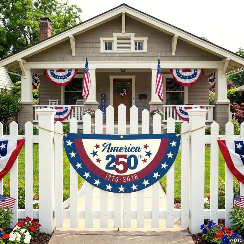3 ft. x 1 1/2 ft. Patriotic Vintage Americana 250th Anniversary Polyester Canvas Bunting