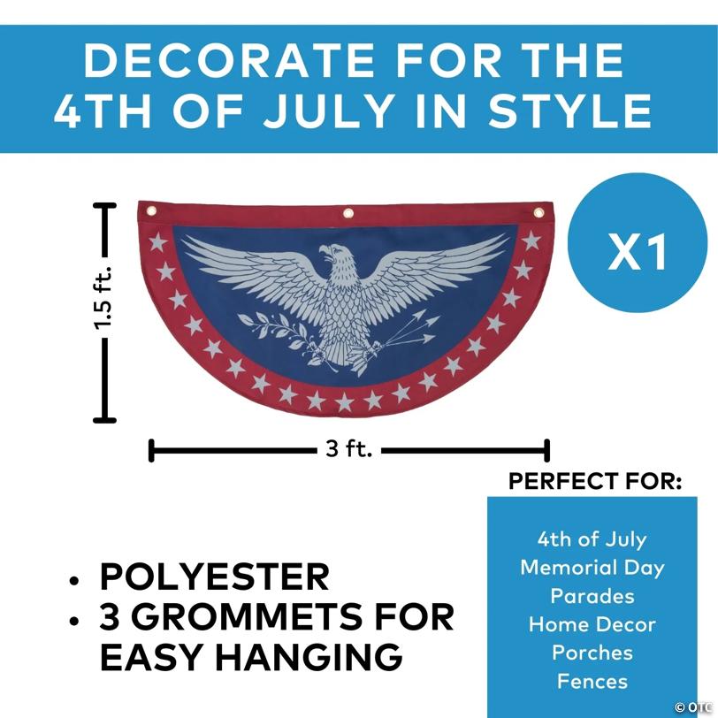3 ft. x 1 1/2 ft. Patriotic Vintage Americana Eagle Polyester Canvas Bunting