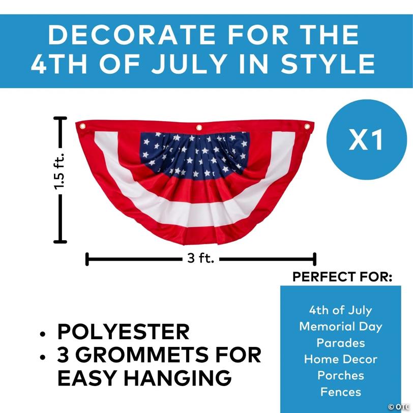 3 ft. x 1 1/2 ft. Traditional Patriotic Polyester Bunting