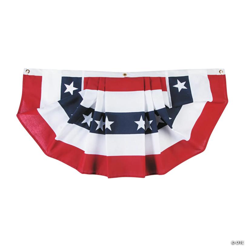 3' x 18" Small Pleated Patriotic Cloth Bunting