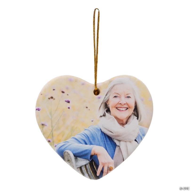 3" x 2 3/4" Custom Photo Ceramic Heart-Shaped Christmas Ornaments – 12 Pc.