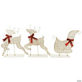 3pc LED Lighted Reindeer and Sleigh Outdoor Christmas Decoration