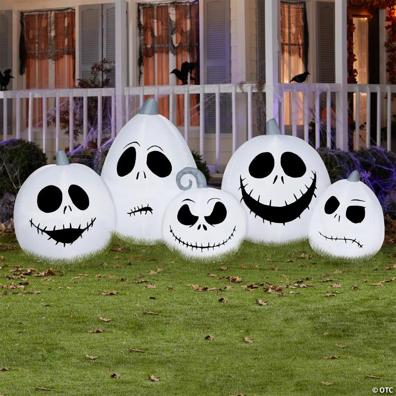 40" Blow-Up Inflatable Nightmare Before Christmas Jack Skellington Pumpkins with Built-In LED Lights Outdoor Yard Decoration