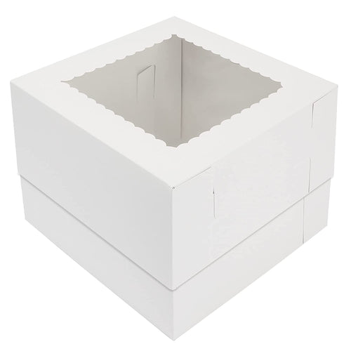 10 x 10 x 8" White Bakery Boxes with Window Pastry Boxes for Cakes, Cookies and Desserts