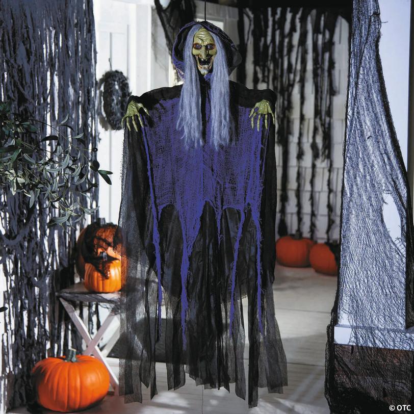 43 1/4" Hanging White-Haired Witch Halloween Decoration