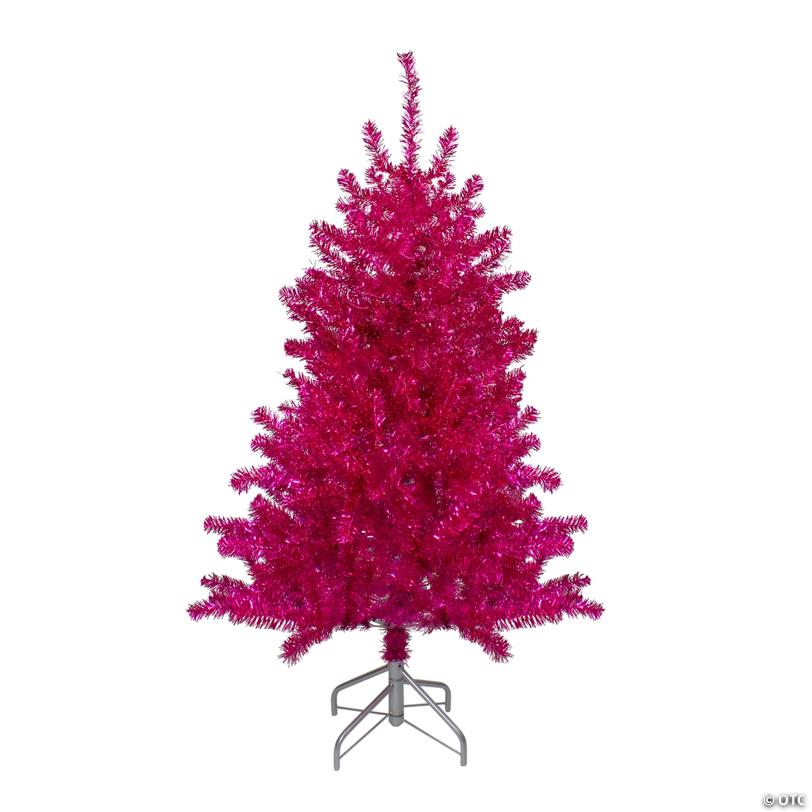 4.5' Metallic Pink Tinsel Artificial Christmas Tree - Unlit