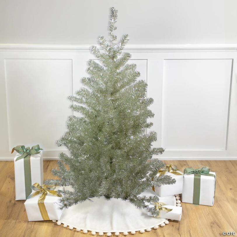 4.5' Metallic Platinum Artificial Tinsel Christmas Tree - Unlit