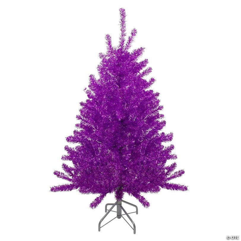 4.5' Metallic Purple Tinsel Artificial Christmas Tree -  Unlit
