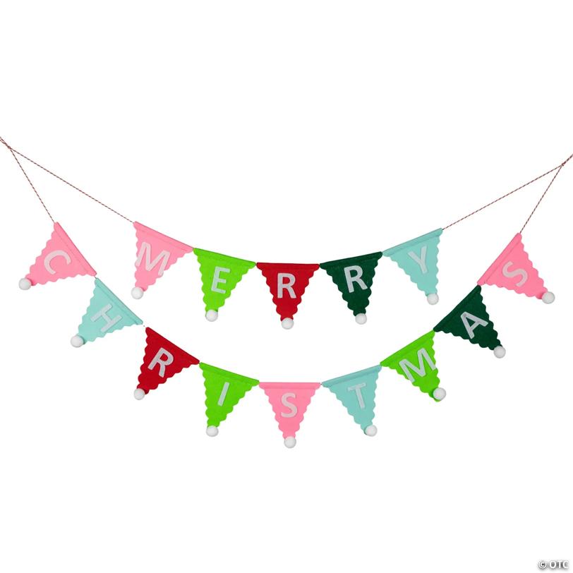 45" Multi "Merry Christmas" Banner Garland - Unlit