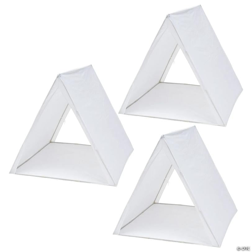 45" x  40"Bulk 3 Pc. White Nonwoven Indoor Sleepover Teepee Tents Kit