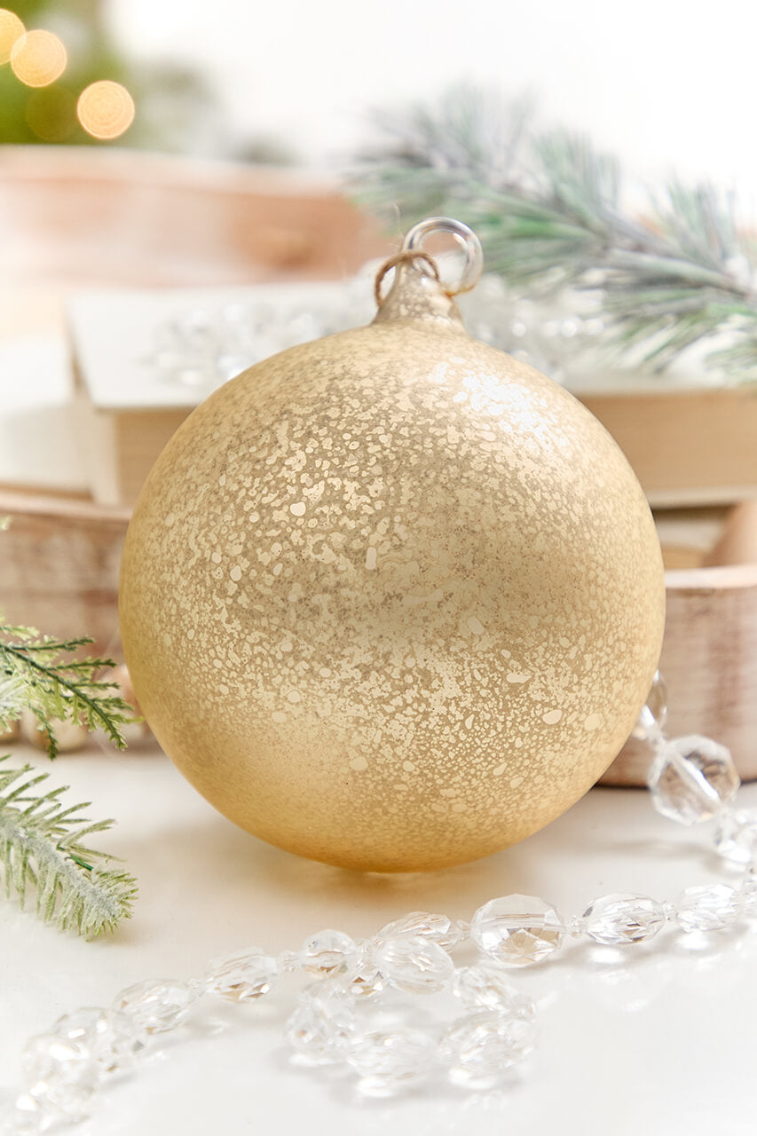 5" Gold Mercury Glass Blown Ball Ornament