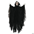 47 1/4" Animated Hanging Skeleton Reaper with Black Cloak Halloween Decoration