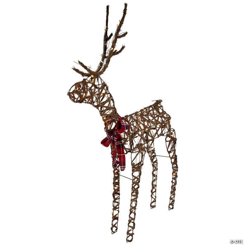 47" LED Lighted Standing Rattan Reindeer Outdoor Christmas Decoration