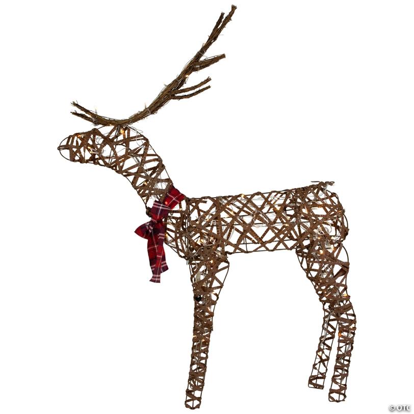 47" LED Lighted Standing Rattan Reindeer Outdoor Christmas Decoration