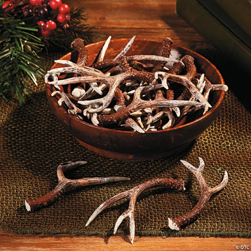 4” Deer Antler Resin Table Tosser Decorations - 12 Pc.